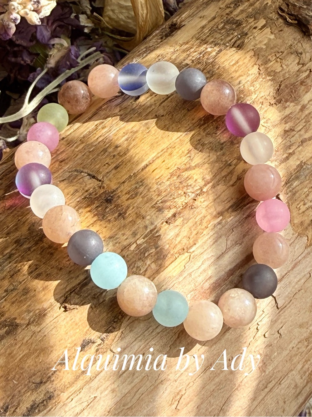 Pastel Multicolor glass and strawberry quartz Bead Bracelet | cool layers